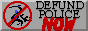 Pixel Art of police brutality, accompanied by text 'defund police now' ('now' is highlighted red)