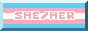 Transgender Flag with overlayed text 'SHE/HER'